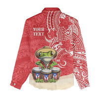 Personalized Puerto Rico Women Casual Shirt Coqui Frog With Polynesian Pattern LT05 - Polynesian Pride