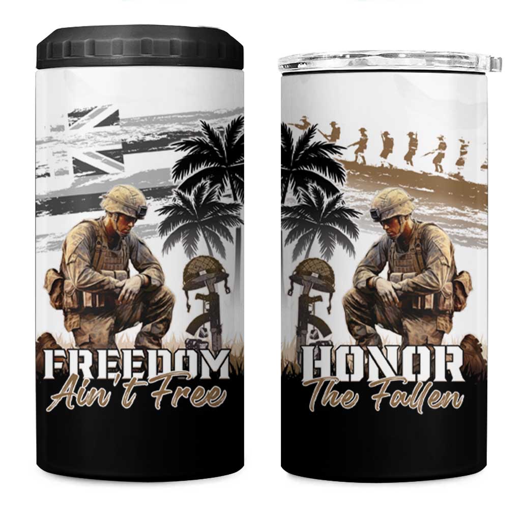 Hawaii Veterans Day 4 in 1 Can Cooler Tumbler Honor The Fallen Flag Grunge Style LT05 One Size: 16 oz White - Polynesian Pride