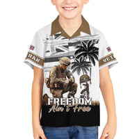 Hawaii Veterans Day Kid Hawaiian Shirt Honor The Fallen Flag Grunge Style LT05 Kid White - Polynesian Pride
