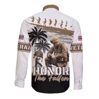 Hawaii Veterans Day Long Sleeve Button Shirt Honor The Fallen Flag Grunge Style LT05 - Polynesian Pride