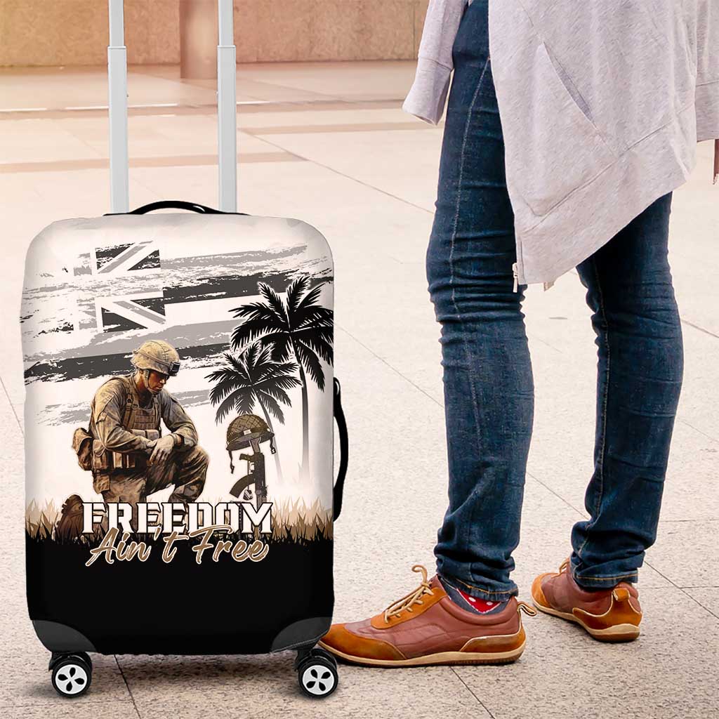 Hawaii Veterans Day Luggage Cover Honor The Fallen Flag Grunge Style LT05 White - Polynesian Pride