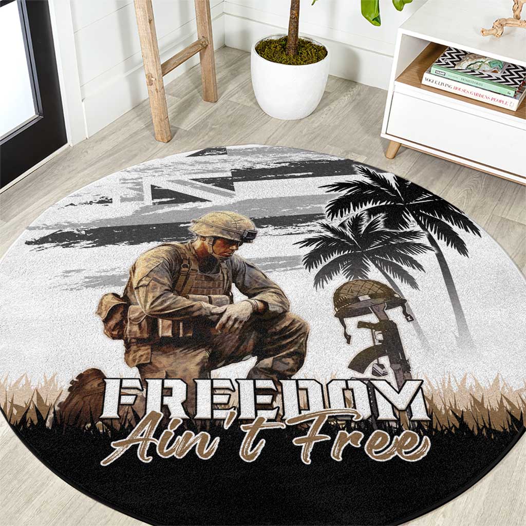 Hawaii Veterans Day Round Carpet Honor The Fallen Flag Grunge Style LT05 White - Polynesian Pride