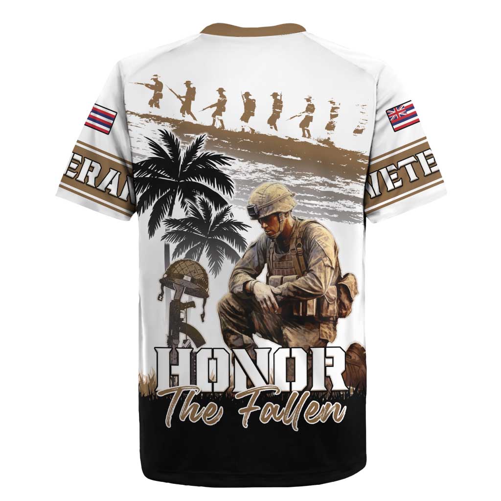 Hawaii Veterans Day Rugby Jersey Honor The Fallen Flag Grunge Style LT05 - Polynesian Pride