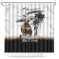 Hawaii Veterans Day Shower Curtain Honor The Fallen Flag Grunge Style LT05 White - Polynesian Pride