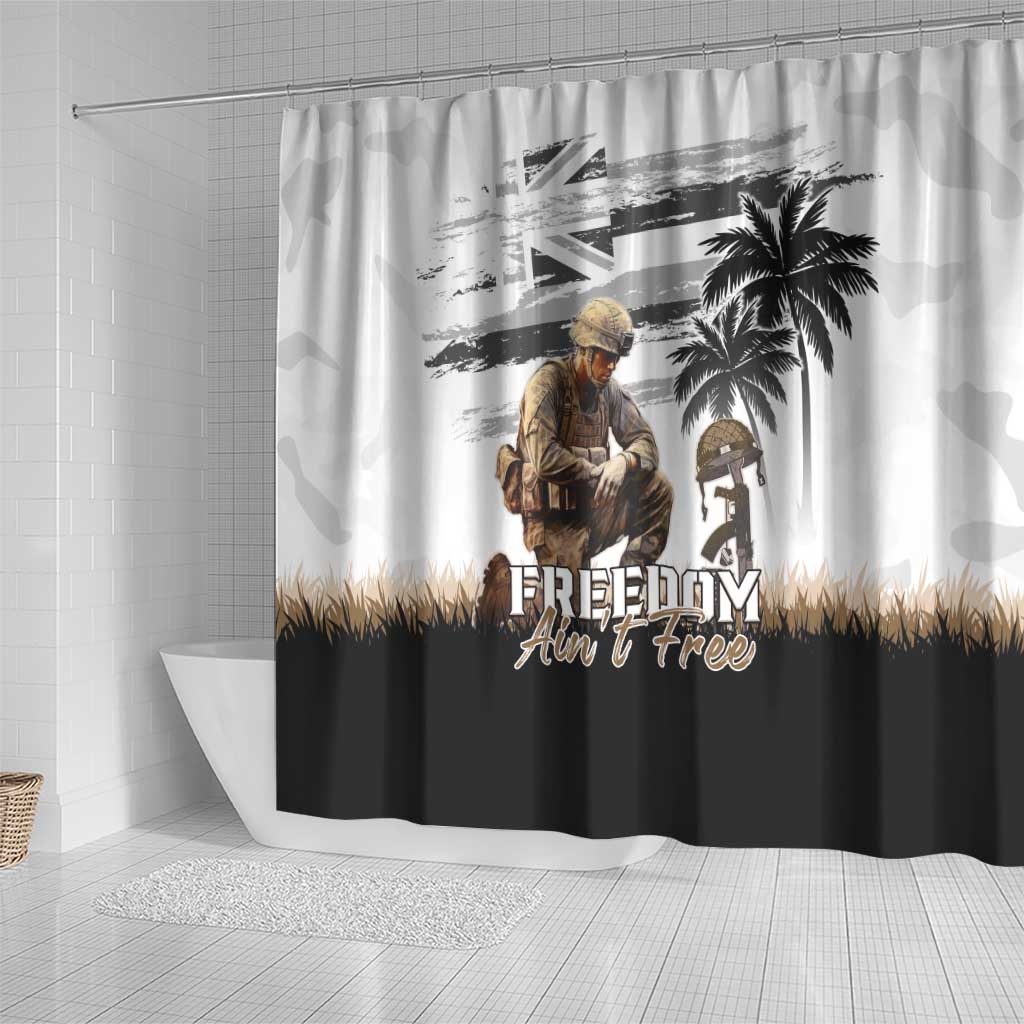 Hawaii Veterans Day Shower Curtain Honor The Fallen Flag Grunge Style LT05 - Polynesian Pride