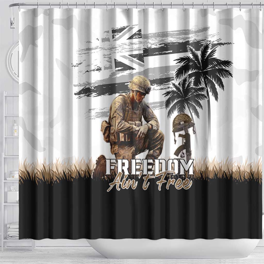 Hawaii Veterans Day Shower Curtain Honor The Fallen Flag Grunge Style LT05 - Polynesian Pride