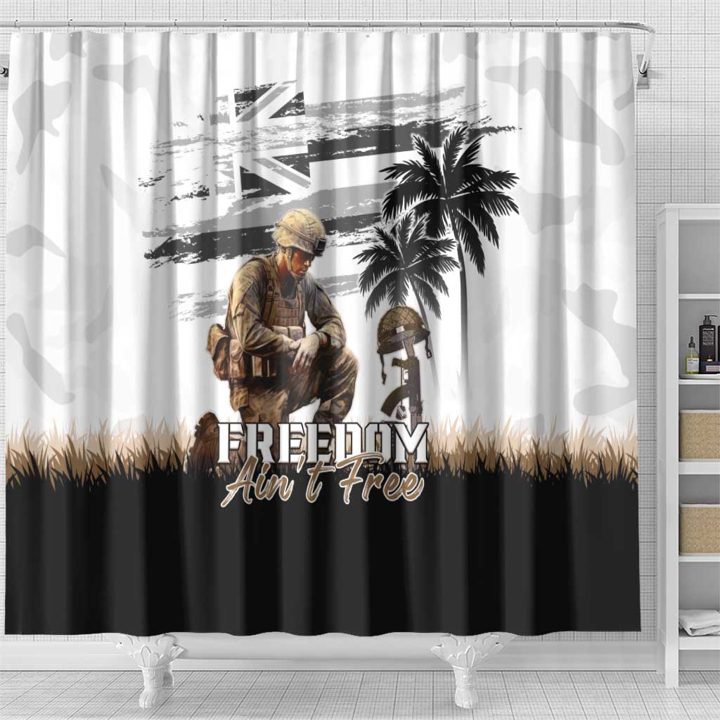 Hawaii Veterans Day Shower Curtain Honor The Fallen Flag Grunge Style LT05 - Polynesian Pride