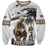 Hawaii Veterans Day Sweatshirt Honor The Fallen Flag Grunge Style LT05 Unisex White - Polynesian Pride