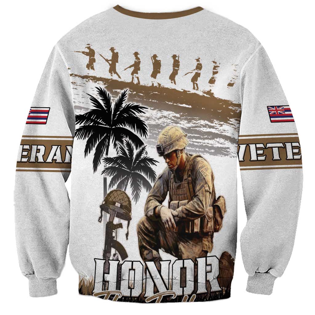 Hawaii Veterans Day Sweatshirt Honor The Fallen Flag Grunge Style LT05 - Polynesian Pride