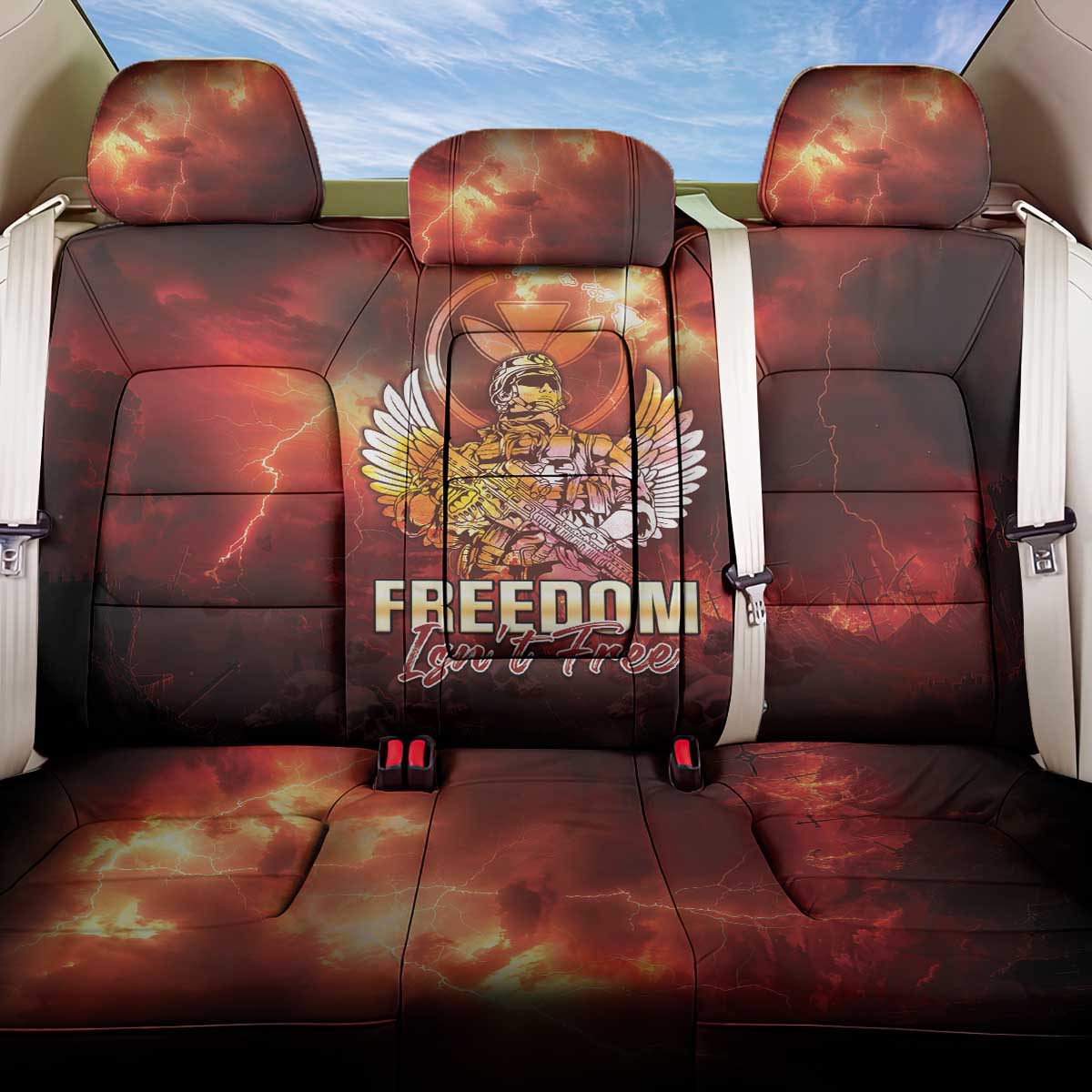 Hawaii Veterans Day Back Car Seat Cover May We Never Forget Freedom Isn't Free LT05 One Size Red - Polynesian Pride