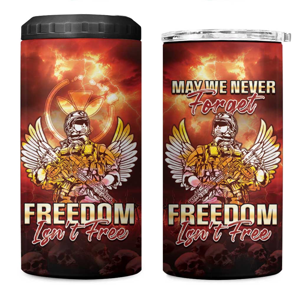 Hawaii Veterans Day 4 in 1 Can Cooler Tumbler May We Never Forget Freedom Isn't Free LT05 One Size: 16 oz Red - Polynesian Pride