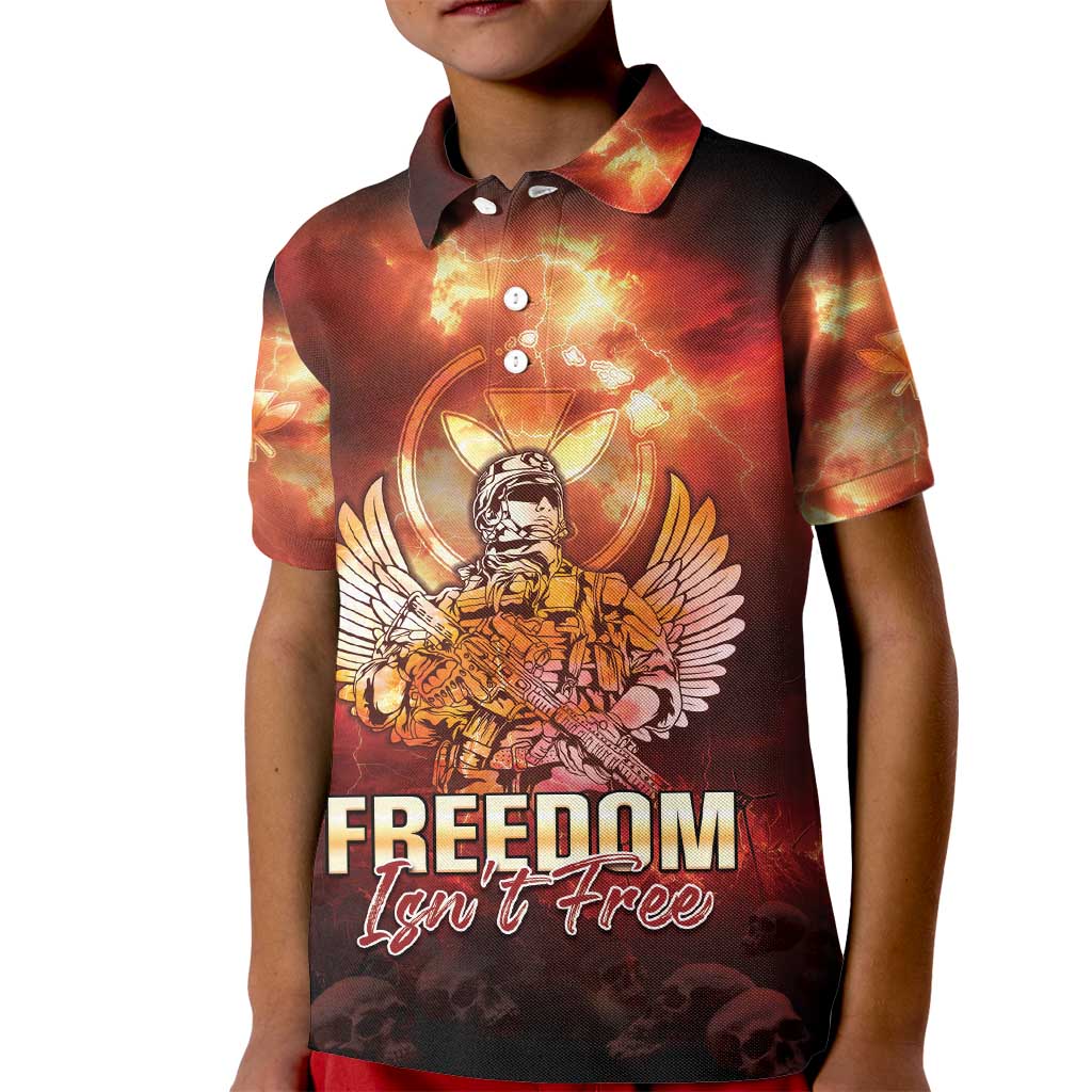 Hawaii Veterans Day Kid Polo Shirt May We Never Forget Freedom Isn't Free LT05 Kid Red - Polynesian Pride