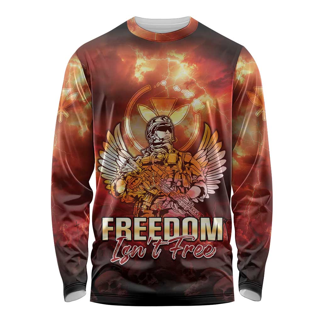 Hawaii Veterans Day Long Sleeve Shirt May We Never Forget Freedom Isn't Free LT05 Unisex Red - Polynesian Pride