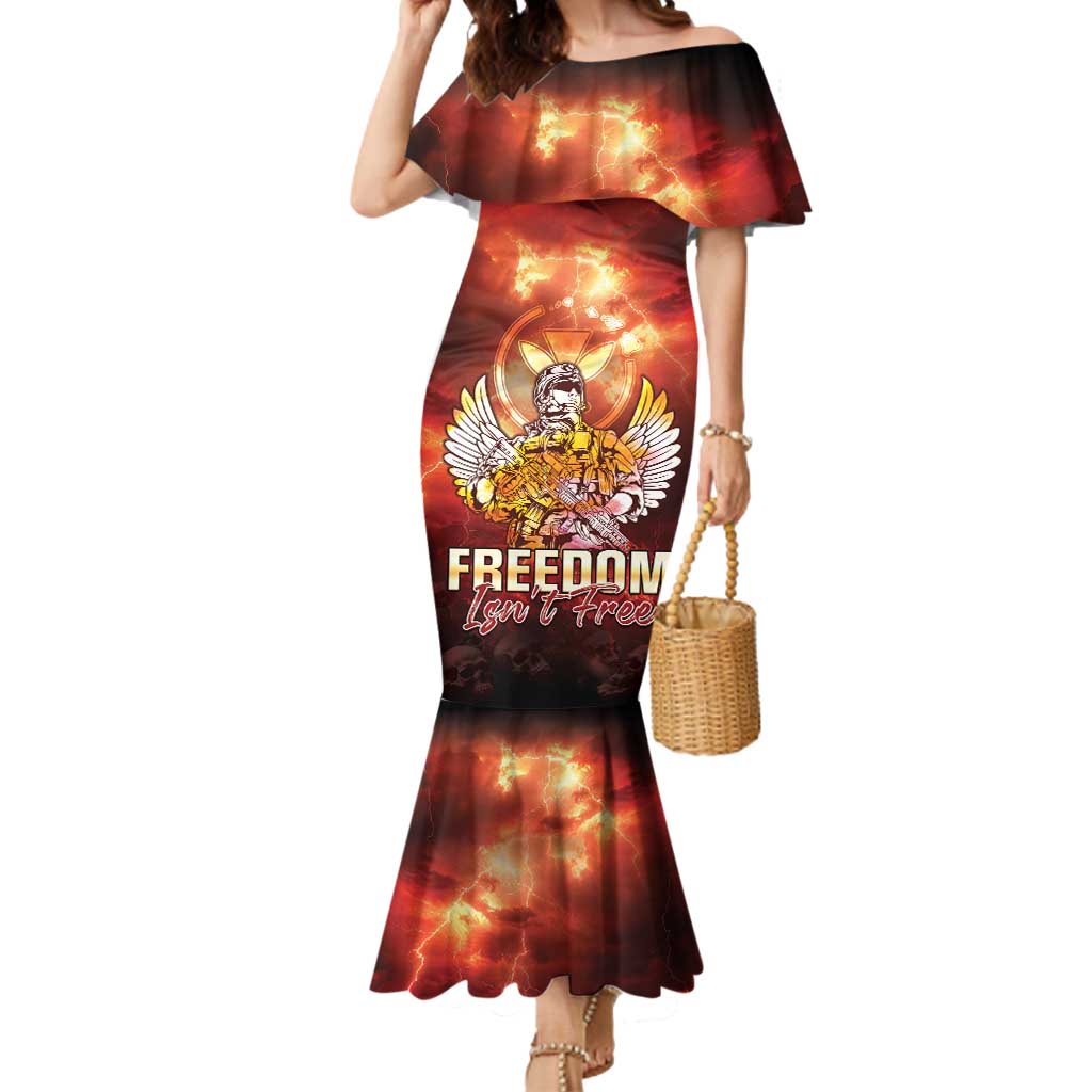 Hawaii Veterans Day Mermaid Dress May We Never Forget Freedom Isn't Free LT05 Women Red - Polynesian Pride