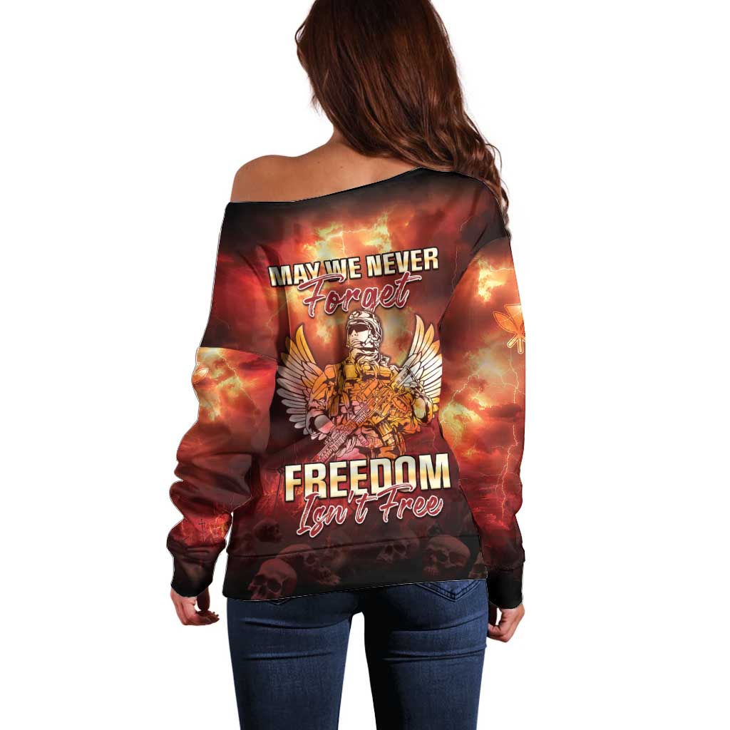 Hawaii Veterans Day Off Shoulder Sweater May We Never Forget Freedom Isn't Free LT05 - Polynesian Pride