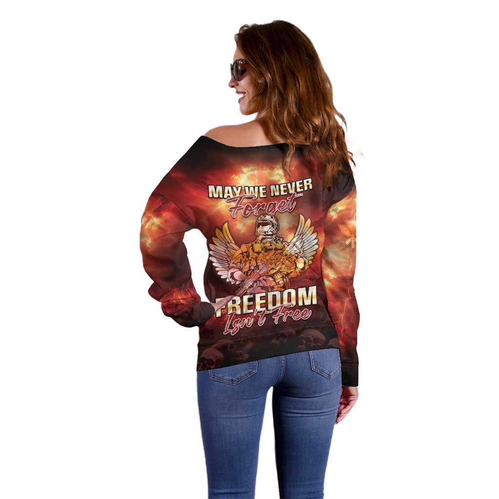 Hawaii Veterans Day Off Shoulder Sweater May We Never Forget Freedom Isn't Free LT05 - Polynesian Pride