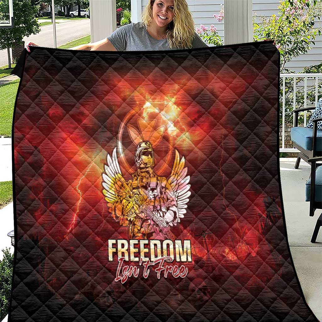 Hawaii Veterans Day Quilt May We Never Forget Freedom Isn't Free LT05 Red - Polynesian Pride