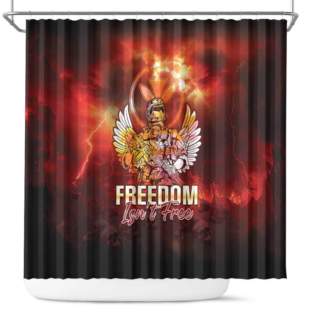 Hawaii Veterans Day Shower Curtain May We Never Forget Freedom Isn't Free LT05 Red - Polynesian Pride