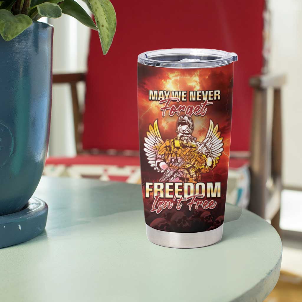 Hawaii Veterans Day Tumbler Cup May We Never Forget Freedom Isn't Free LT05 - Polynesian Pride
