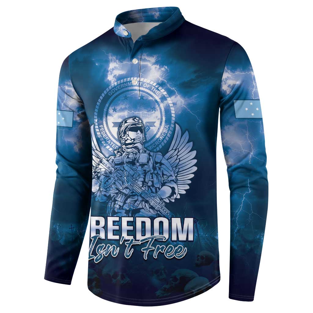 Federated States of Micronesia Veterans Day Button Sweatshirt May We Never Forget Freedom Isn't Free LT05 - Polynesian Pride
