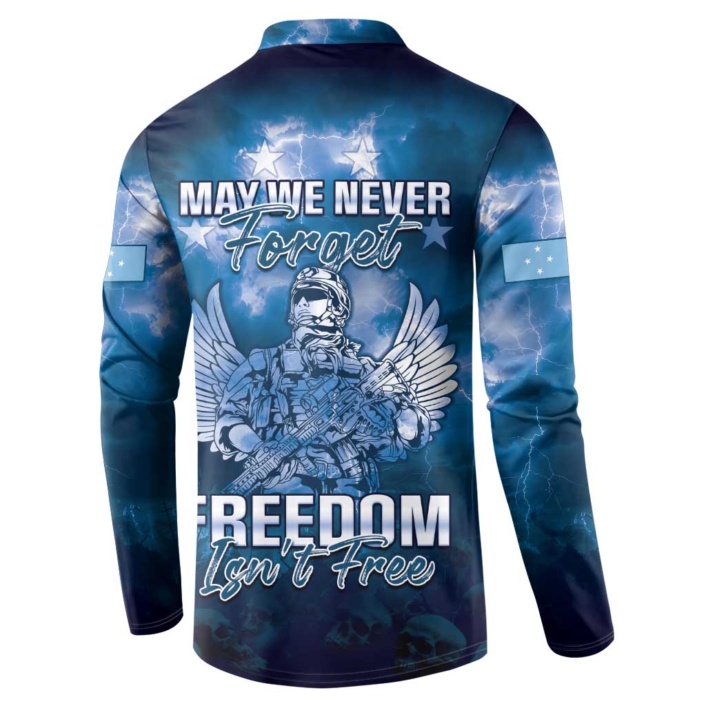 Federated States of Micronesia Veterans Day Button Sweatshirt May We Never Forget Freedom Isn't Free LT05 - Polynesian Pride