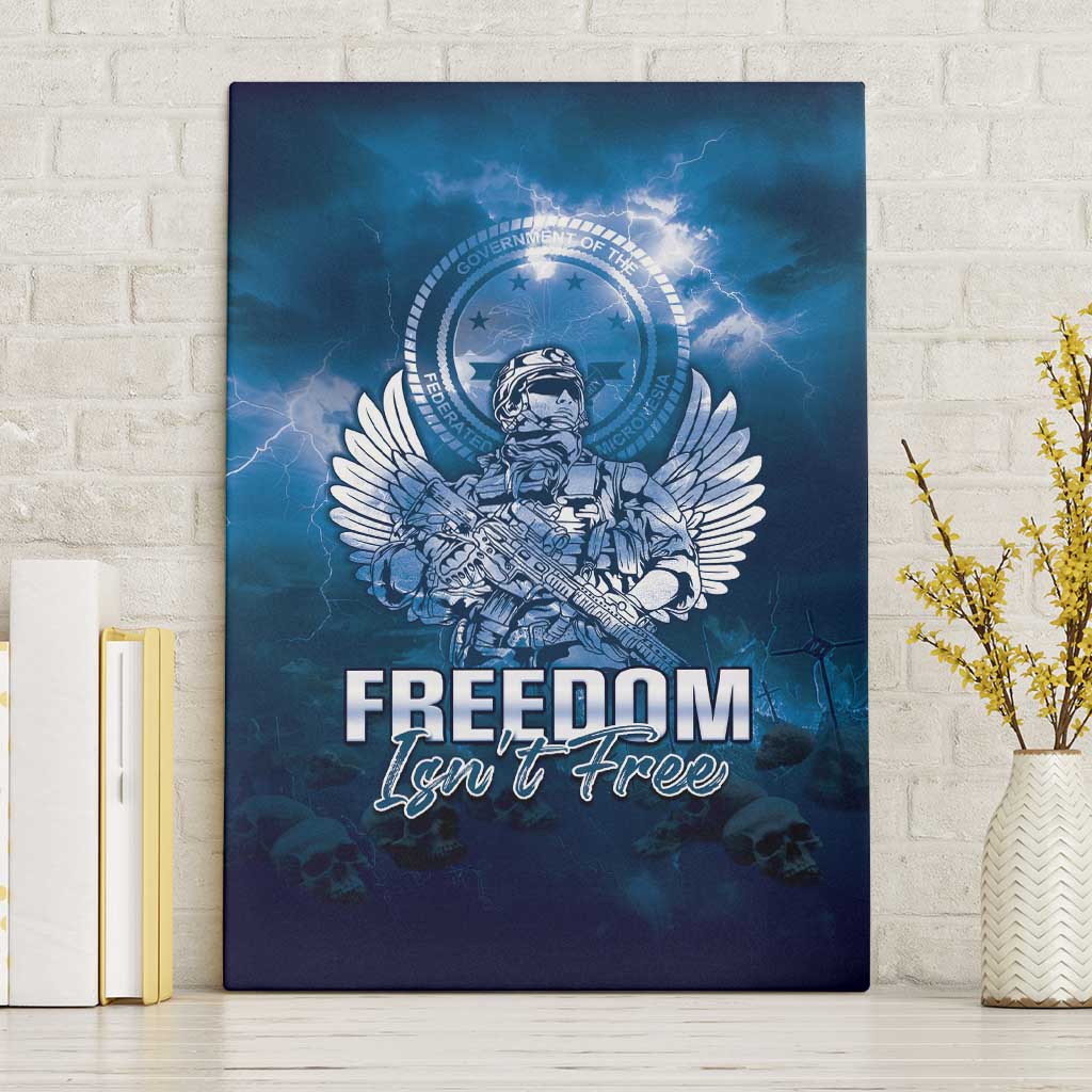Federated States of Micronesia Veterans Day Canvas Wall Art May We Never Forget Freedom Isn't Free LT05 Without Frame Blue - Polynesian Pride