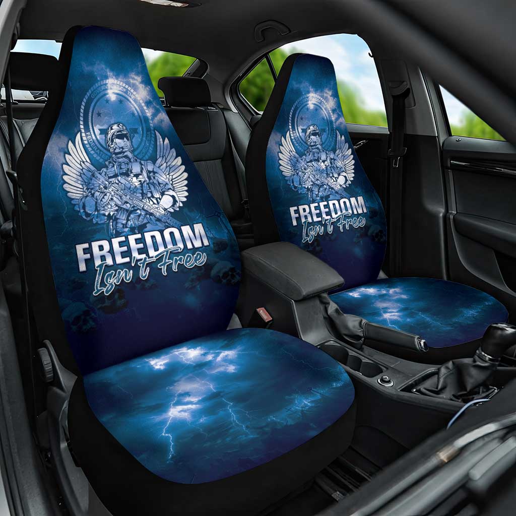 Federated States of Micronesia Veterans Day Car Seat Cover May We Never Forget Freedom Isn't Free LT05 One Size Blue - Polynesian Pride