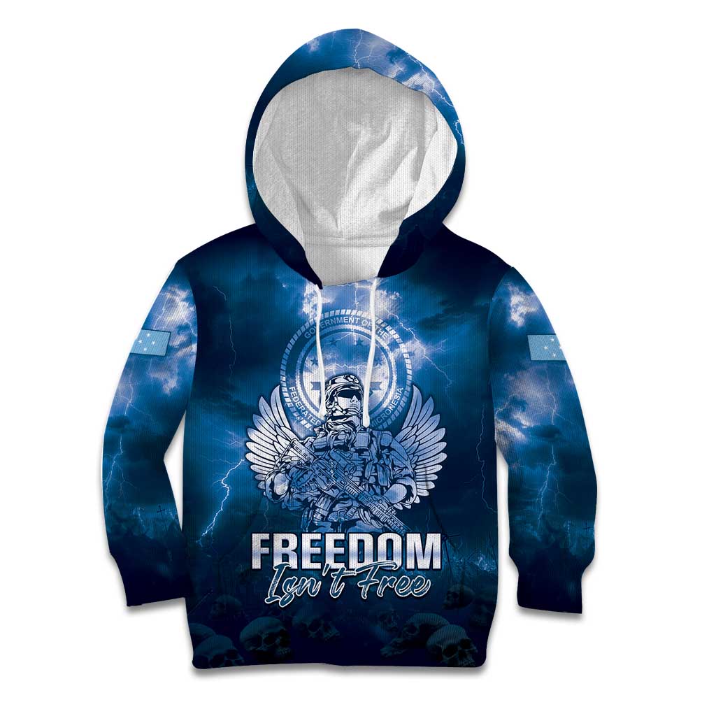 Federated States of Micronesia Veterans Day Kid Hoodie May We Never Forget Freedom Isn't Free LT05 Hoodie Blue - Polynesian Pride