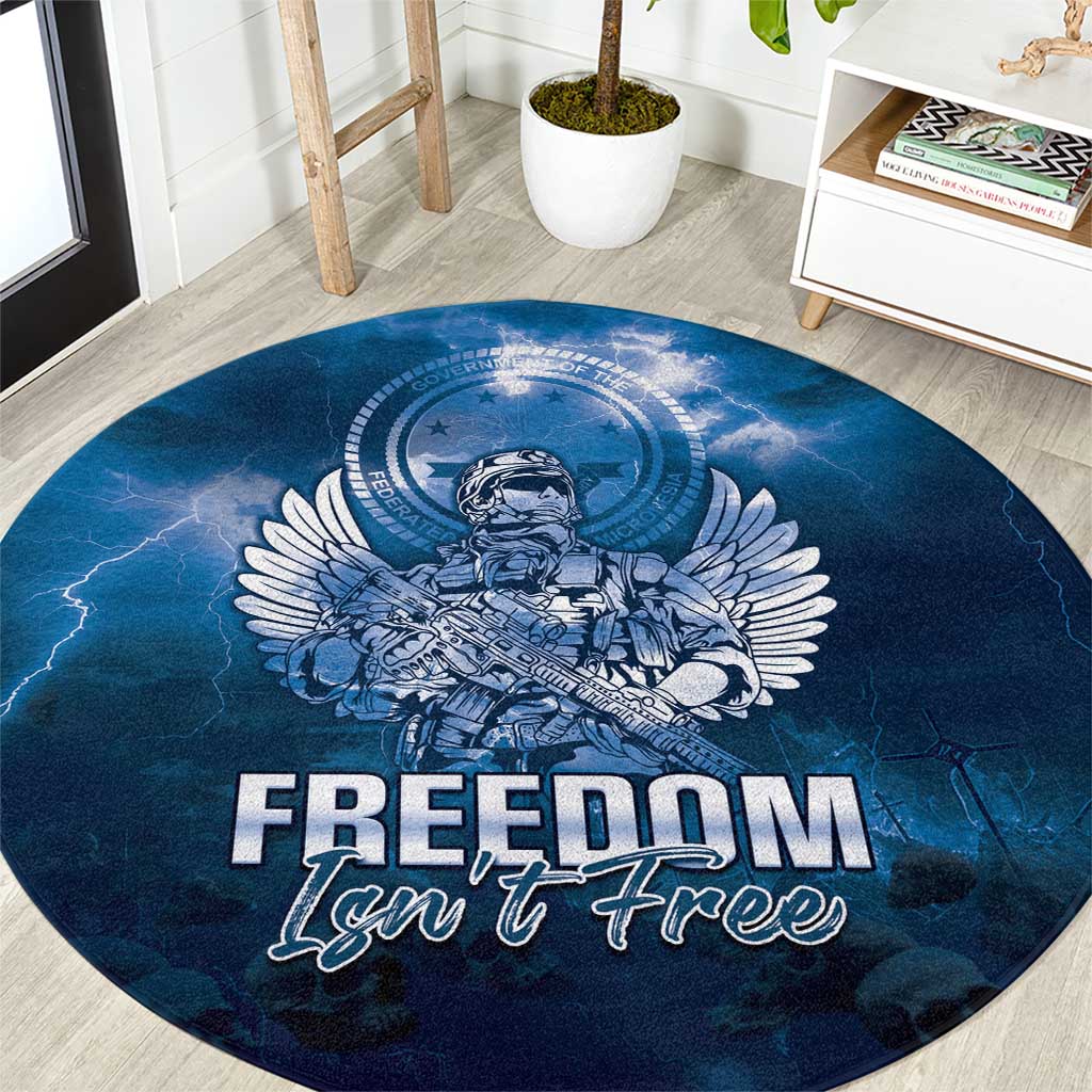 Federated States of Micronesia Veterans Day Round Carpet May We Never Forget Freedom Isn't Free LT05 Blue - Polynesian Pride