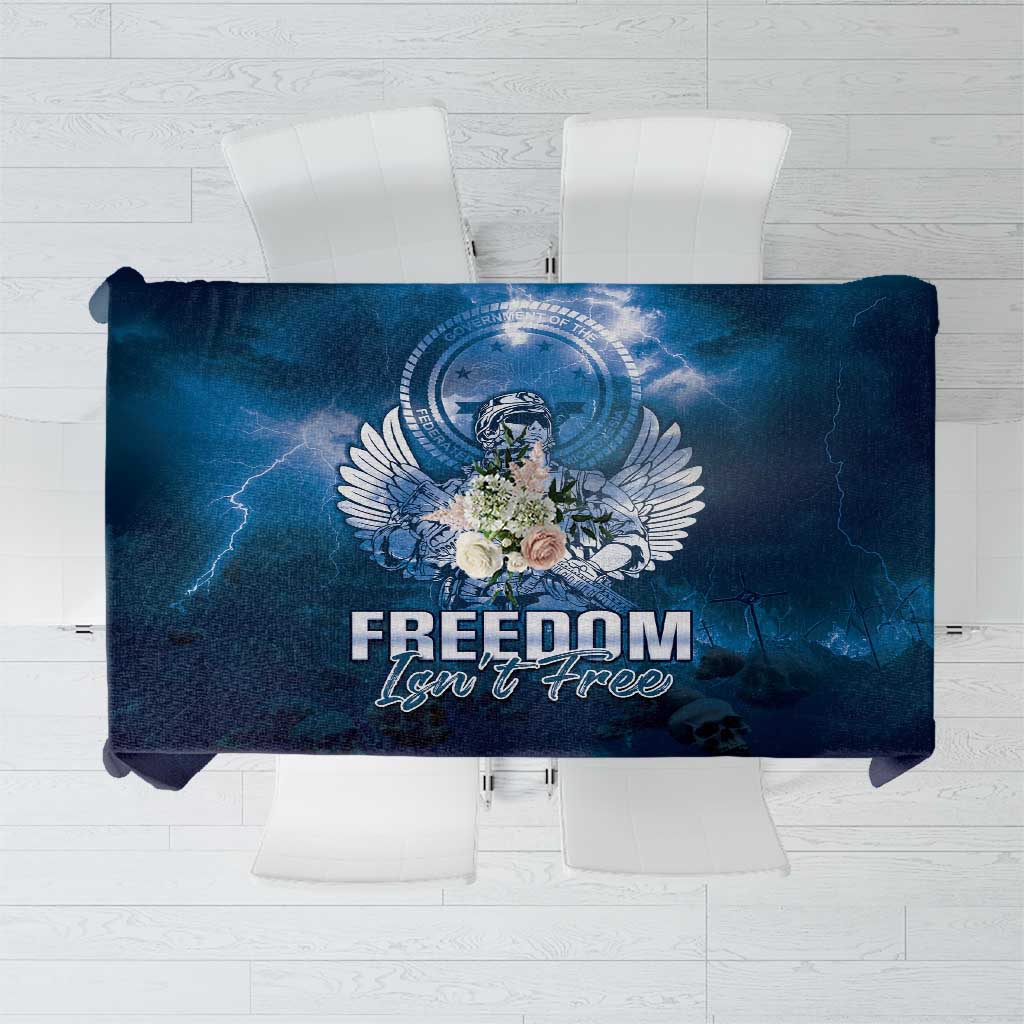 Federated States of Micronesia Veterans Day Tablecloth May We Never Forget Freedom Isn't Free LT05 Blue - Polynesian Pride