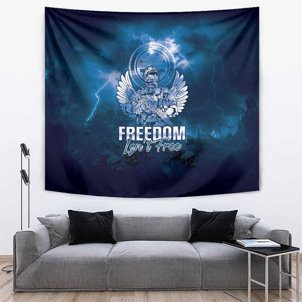 Federated States of Micronesia Veterans Day Tapestry May We Never Forget Freedom Isn't Free LT05 Blue - Polynesian Pride