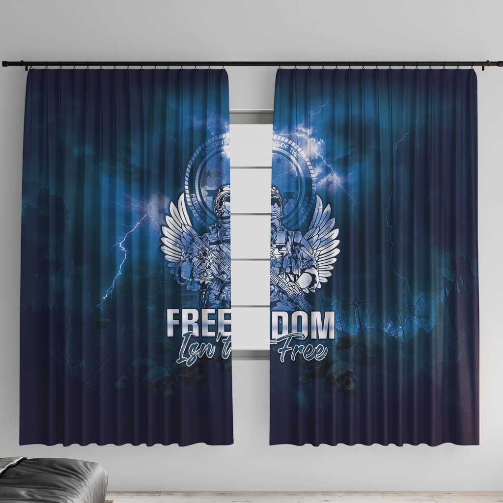 Federated States of Micronesia Veterans Day Window Curtain May We Never Forget Freedom Isn't Free LT05 With Hooks Blue - Polynesian Pride