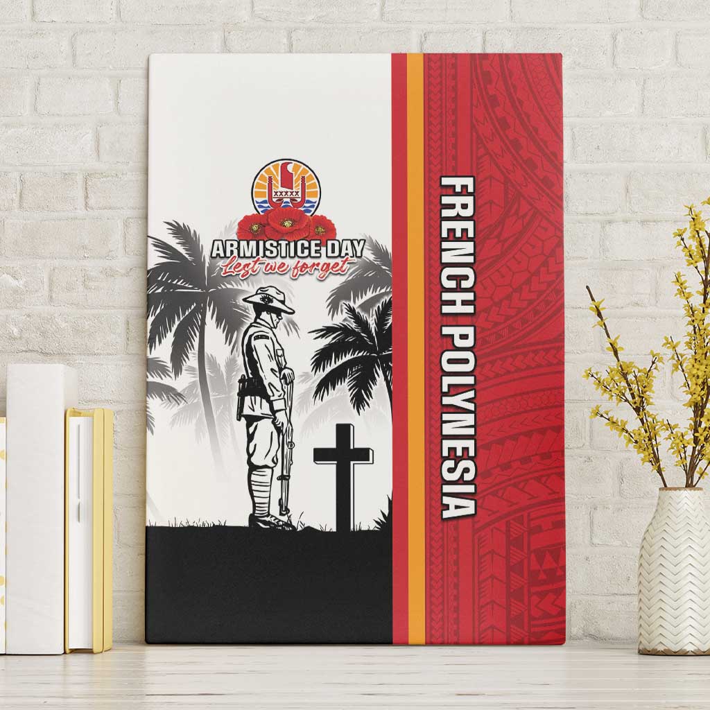French Polynesia Armistice Day Canvas Wall Art Lest We Forget Flag Style LT05 Without Frame Red - Polynesian Pride