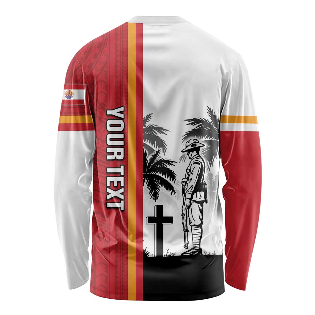 French Polynesia Armistice Day Long Sleeve Shirt Lest We Forget Flag Style LT05 - Polynesian Pride