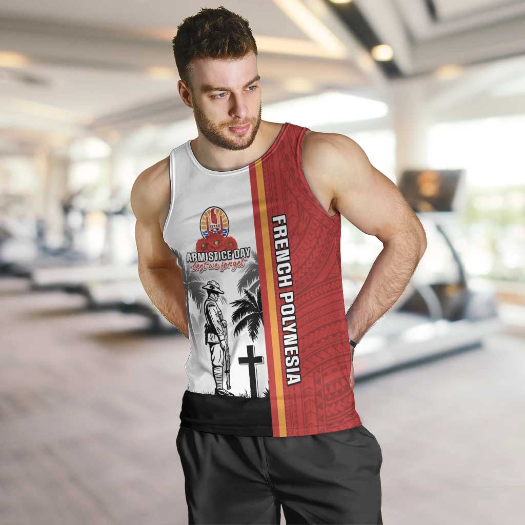 French Polynesia Armistice Day Men Tank Top Lest We Forget Flag Style LT05 Red - Polynesian Pride
