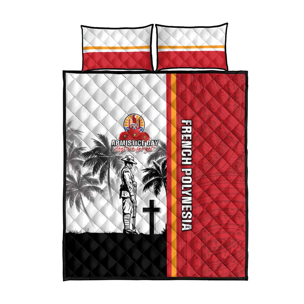 French Polynesia Armistice Day Quilt Bed Set Lest We Forget Flag Style LT05 - Polynesian Pride