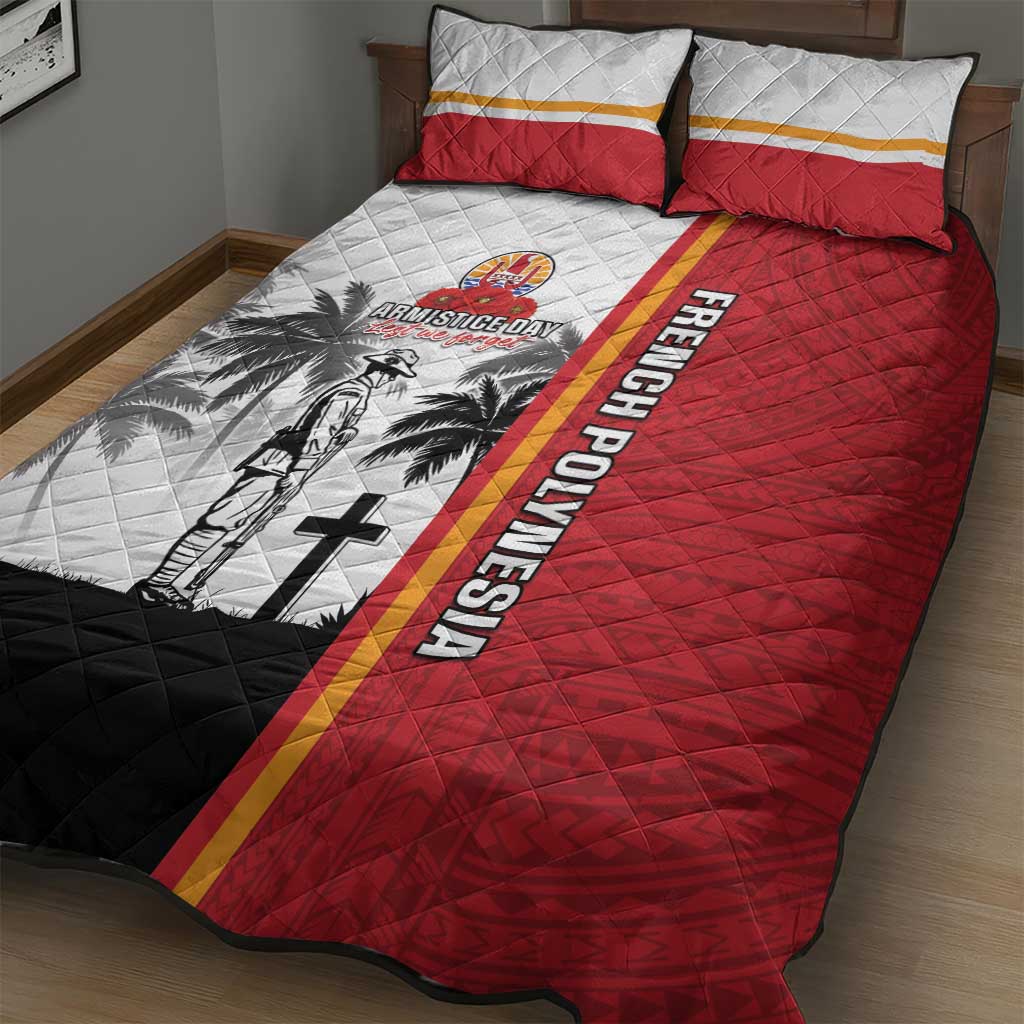 French Polynesia Armistice Day Quilt Bed Set Lest We Forget Flag Style LT05 - Polynesian Pride