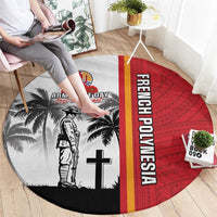 French Polynesia Armistice Day Round Carpet Lest We Forget Flag Style LT05 - Polynesian Pride