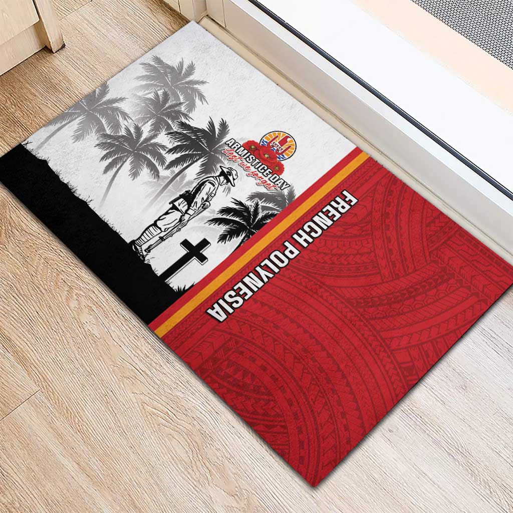 French Polynesia Armistice Day Rubber Doormat Lest We Forget Flag Style LT05 - Polynesian Pride