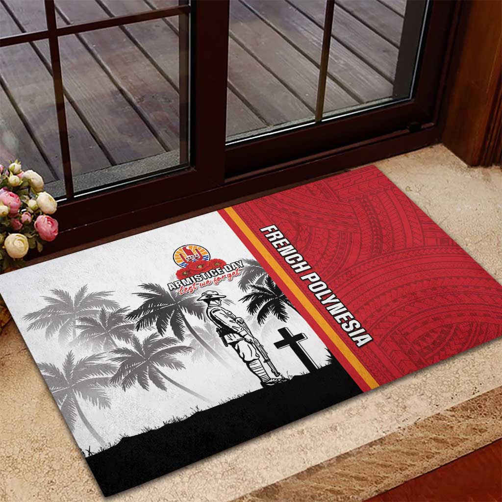 French Polynesia Armistice Day Rubber Doormat Lest We Forget Flag Style LT05 - Polynesian Pride