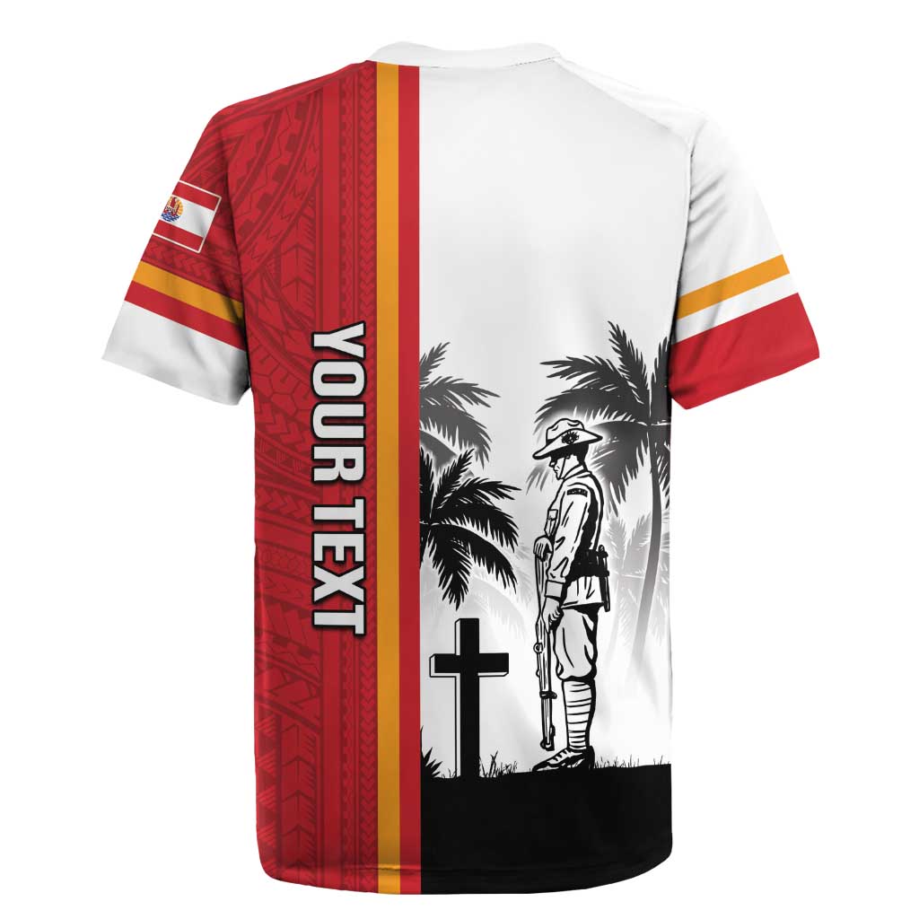 French Polynesia Armistice Day Rugby Jersey Lest We Forget Flag Style LT05 - Polynesian Pride