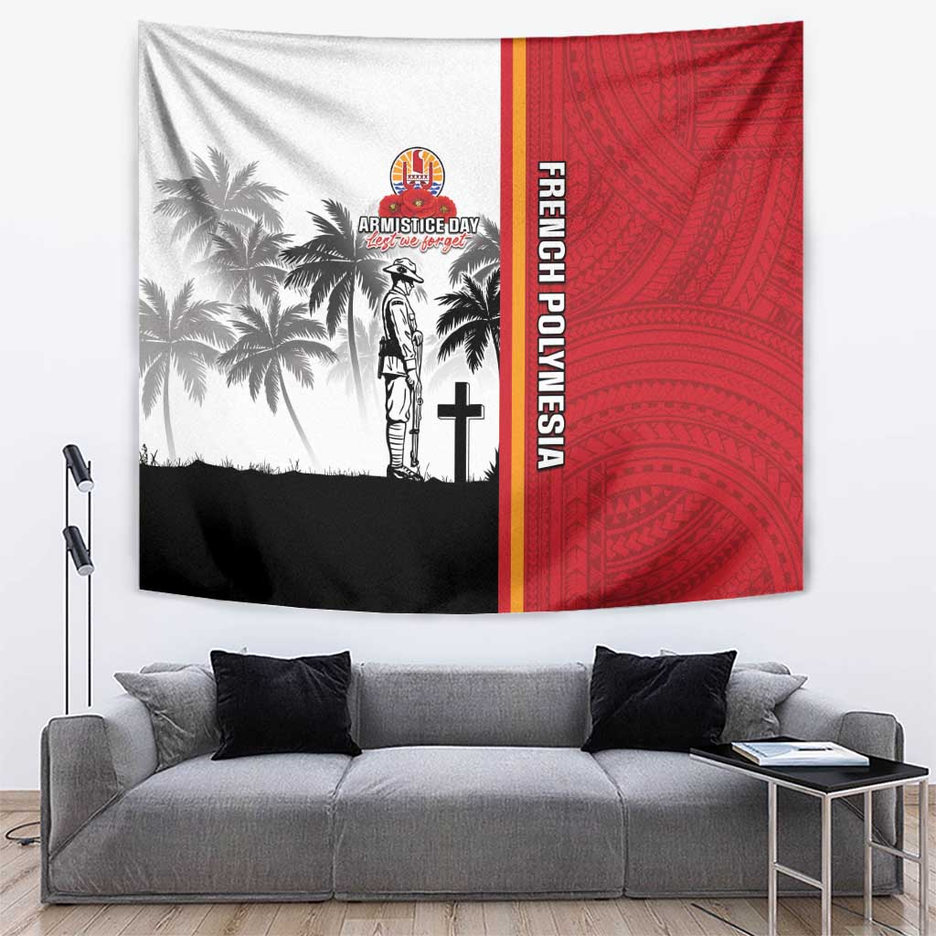 French Polynesia Armistice Day Tapestry Lest We Forget Flag Style LT05 Red - Polynesian Pride