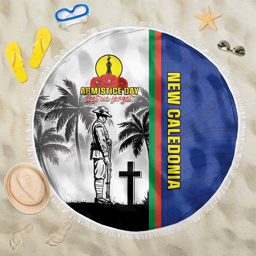 New Caledonia Armistice Day Beach Blanket Lest We Forget Flag Style LT05 One Size 150cm Navy - Polynesian Pride