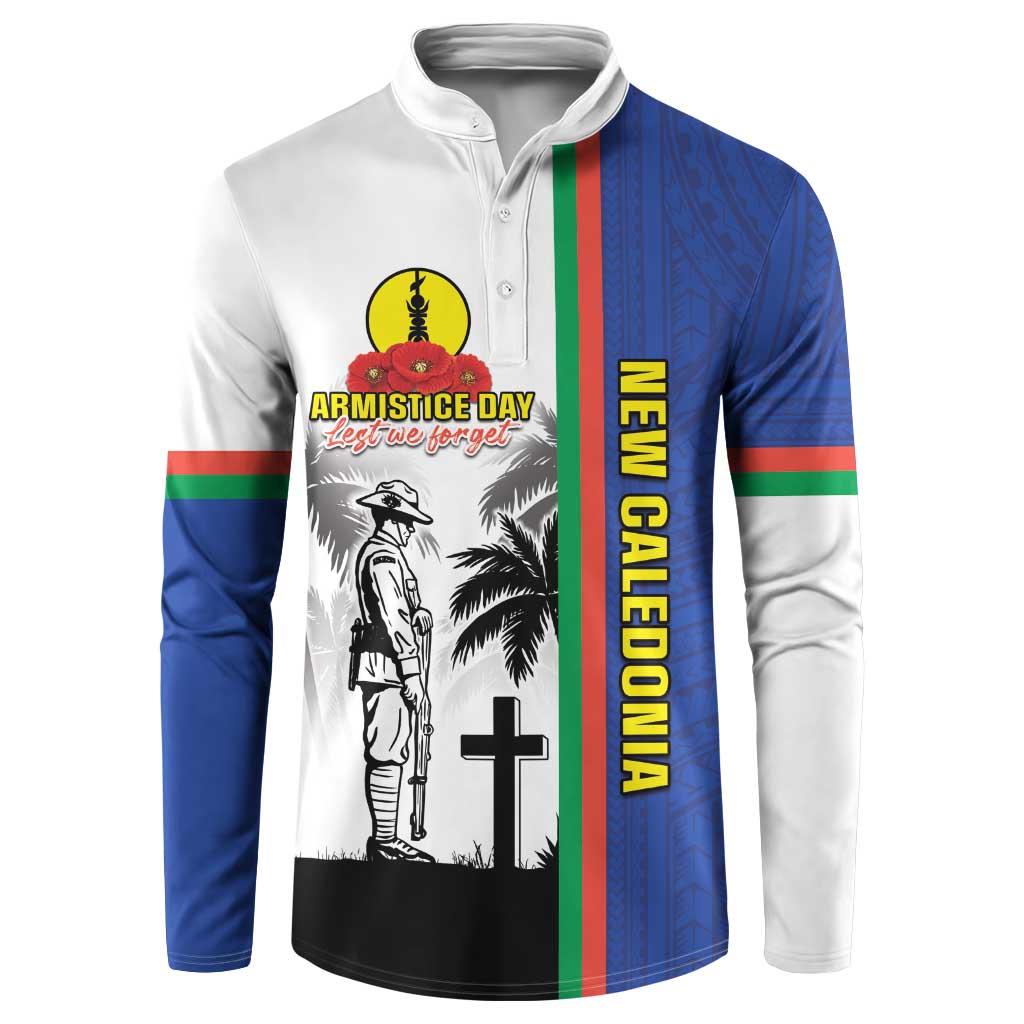 New Caledonia Armistice Day Button Sweatshirt Lest We Forget Flag Style