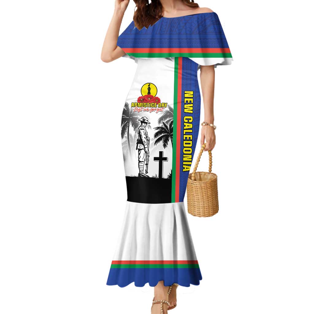 New Caledonia Armistice Day Mermaid Dress Lest We Forget Flag Style