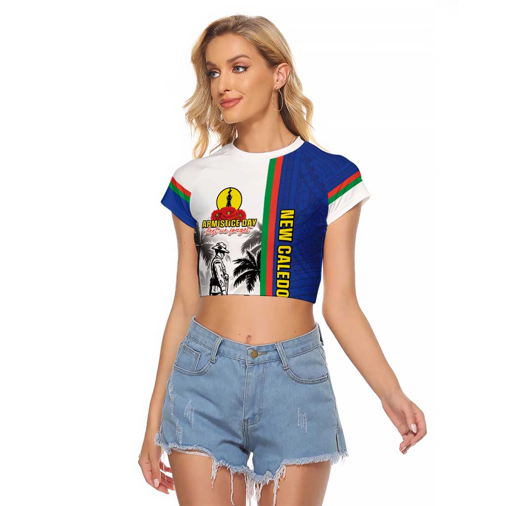 New Caledonia Armistice Day Raglan Cropped T Shirt Lest We Forget Flag Style