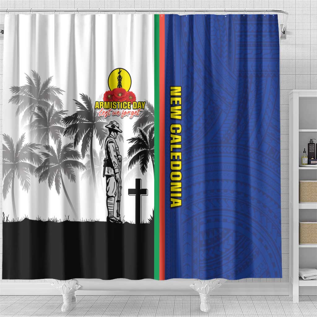 New Caledonia Armistice Day Shower Curtain Lest We Forget Flag Style LT05 - Polynesian Pride