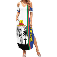 New Caledonia Armistice Day Summer Maxi Dress Lest We Forget Flag Style LT05 Women Navy - Polynesian Pride