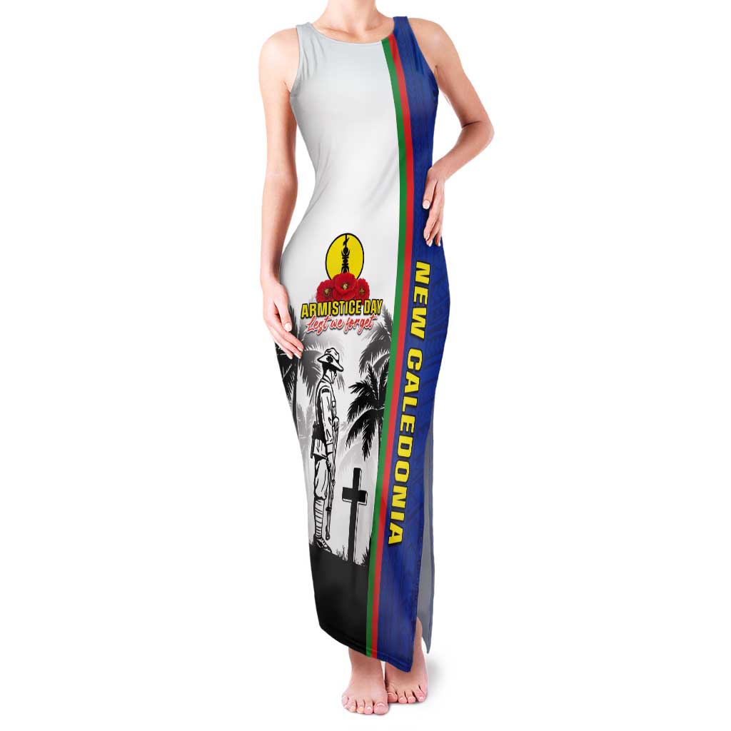 New Caledonia Armistice Day Tank Maxi Dress Lest We Forget Flag Style LT05 Women Navy - Polynesian Pride