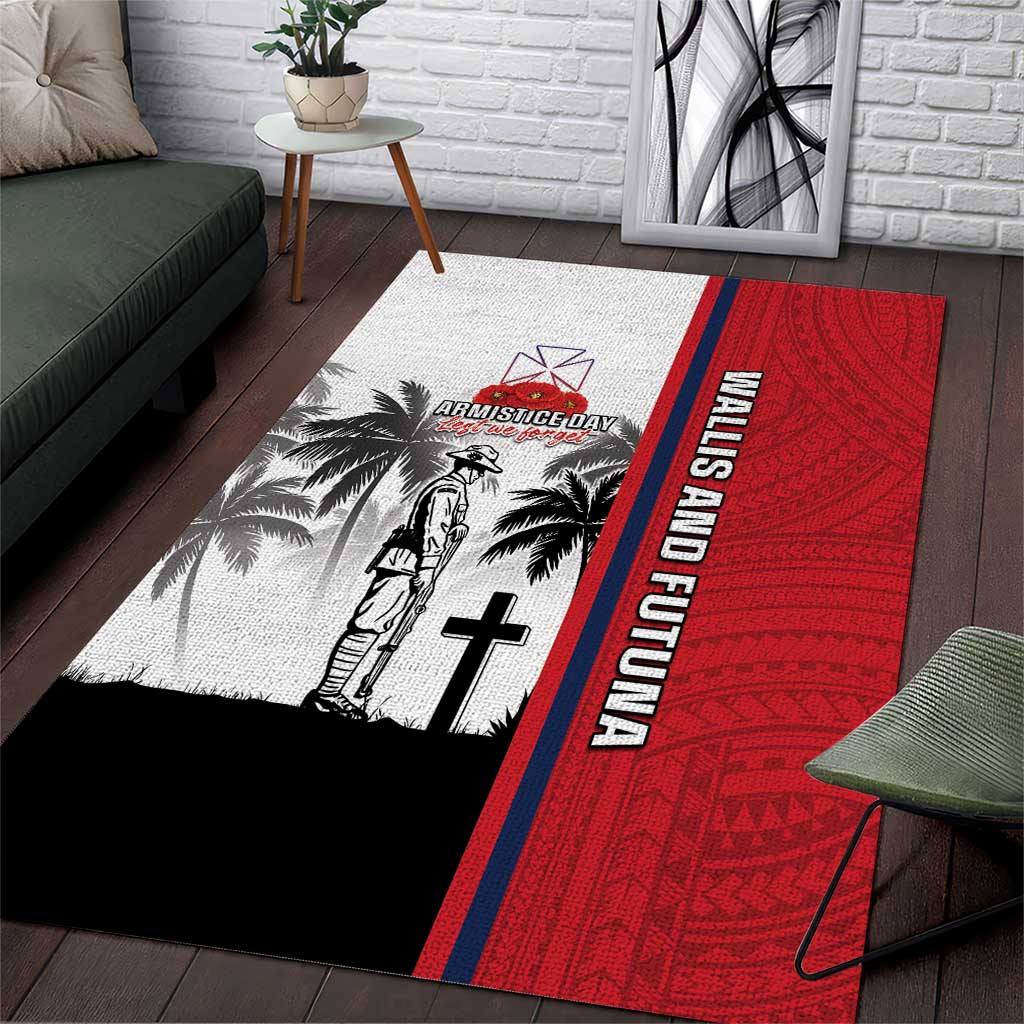 Wallis and Futuna Armistice Day Area Rug Lest We Forget Flag Style LT05 White - Polynesian Pride